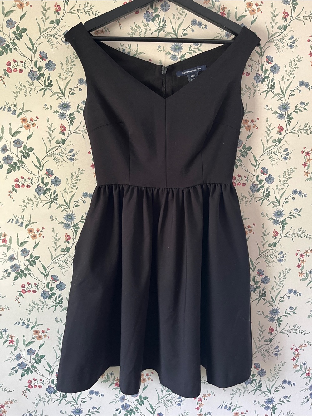 French Connection Black V-Neck Fit & Flare Mini Dress